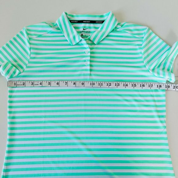 Nike Green Striped Women's Top, size medium, mint green and white stripe Dri-Fit - Picture 4 of 9